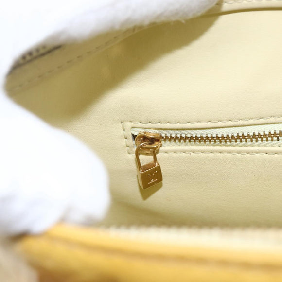 LOUIS VUITTON Monogram Vernis Houston Hand Bag Lime Yellow M91055 LV Auth ki6351