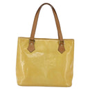 LOUIS VUITTON Monogram Vernis Houston Hand Bag Lime Yellow M91055 LV Auth ki6351-2