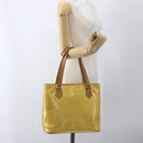 LOUIS VUITTON Monogram Vernis Houston Hand Bag Lime Yellow M91055 LV Auth ki6351-22