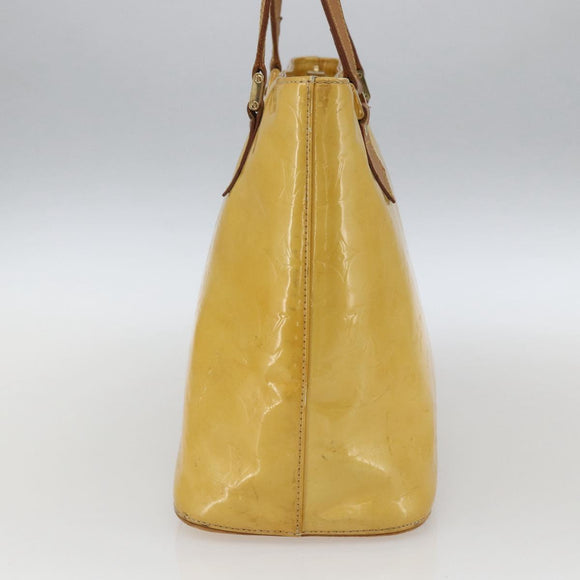 LOUIS VUITTON Monogram Vernis Houston Hand Bag Lime Yellow M91055 LV Auth ki6351