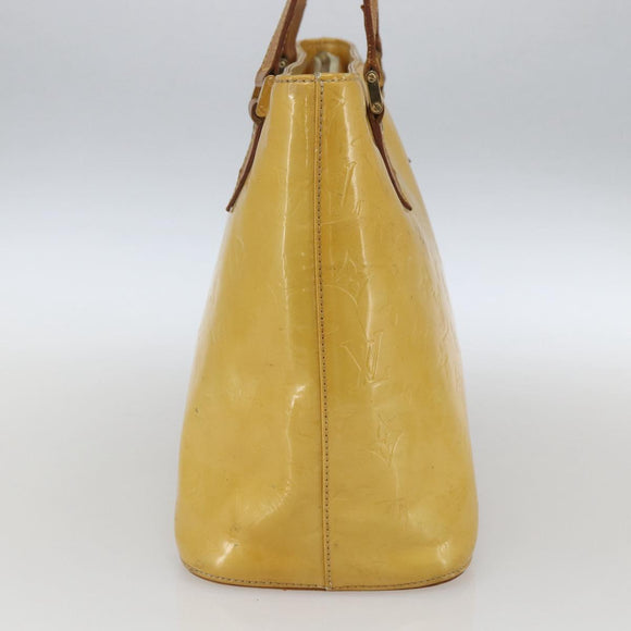 LOUIS VUITTON Monogram Vernis Houston Hand Bag Lime Yellow M91055 LV Auth ki6351