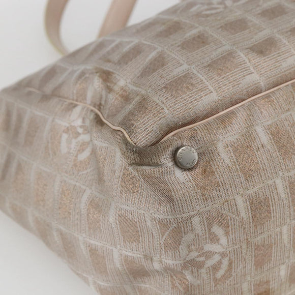 CHANEL New Travel Line Tote Bag Nylon Pink Gold CC Auth ki6352