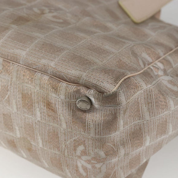 CHANEL New Travel Line Tote Bag Nylon Pink Gold CC Auth ki6352