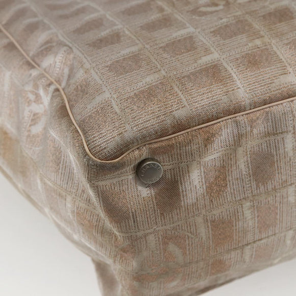 CHANEL New Travel Line Tote Bag Nylon Pink Gold CC Auth ki6352