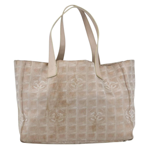 CHANEL New Travel Line Tote Bag Nylon Pink Gold CC Auth ki6352