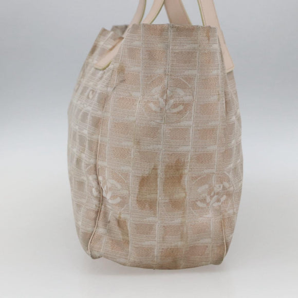 CHANEL New Travel Line Tote Bag Nylon Pink Gold CC Auth ki6352