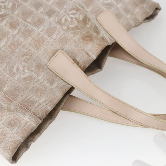 CHANEL New Travel Line Tote Bag Nylon Pink Gold CC Auth ki6352