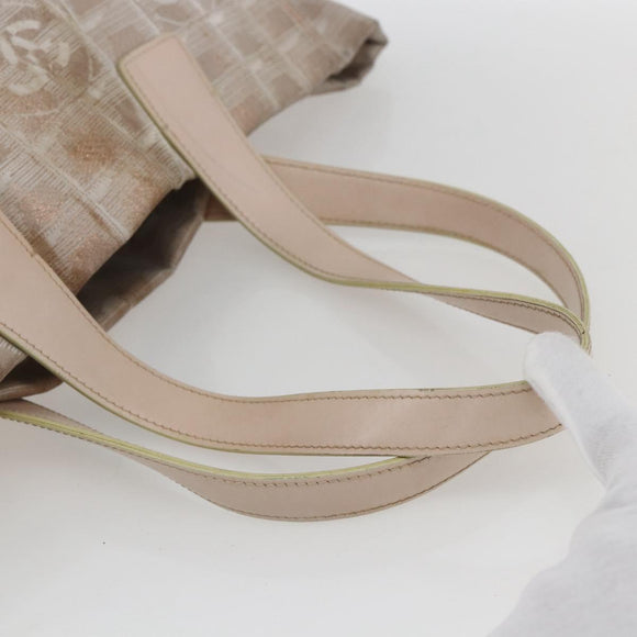 CHANEL New Travel Line Tote Bag Nylon Pink Gold CC Auth ki6352