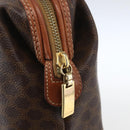 CELINE Macadam Canvas Pouch PVC Leather Brown Gold Auth ki6353-8