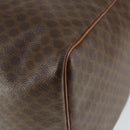 CELINE Macadam Canvas Boston Bag PVC Leather 2way Brown Gold Auth ki6356-17