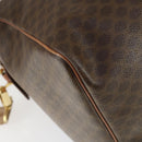 CELINE Macadam Canvas Boston Bag PVC Leather 2way Brown Gold Auth ki6356-18