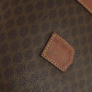 CELINE Macadam Canvas Boston Bag PVC Leather 2way Brown Gold Auth ki6356-20