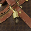 CELINE Macadam Canvas Boston Bag PVC Leather 2way Brown Gold Auth ki6356-21