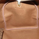 CELINE Macadam Canvas Boston Bag PVC Leather 2way Brown Gold Auth ki6356-23