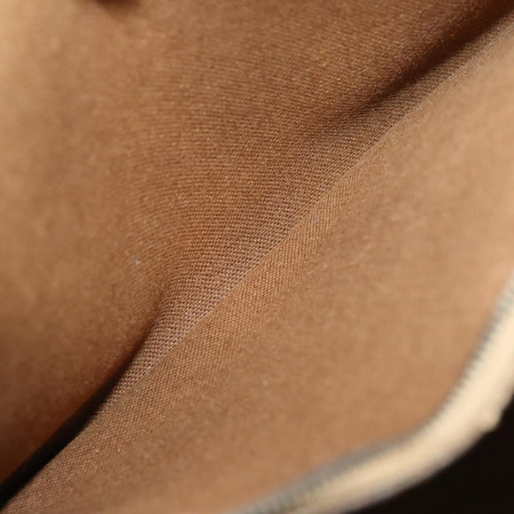 CELINE Macadam Canvas Boston Bag PVC Leather 2way Brown Gold Auth ki6356