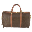 CELINE Macadam Canvas Boston Bag PVC Leather 2way Brown Gold Auth ki6356-2