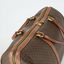 CELINE Macadam Canvas Boston Bag PVC Leather 2way Brown Gold Auth ki6356-6