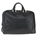 LOEWE Anagram Amazona 40 Hand Bag Leather Gold Black Auth ki6358-1