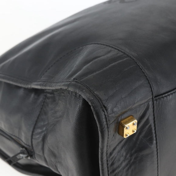 LOEWE Anagram Amazona 40 Hand Bag Leather Gold Black Auth ki6358