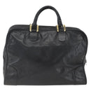 LOEWE Anagram Amazona 40 Hand Bag Leather Gold Black Auth ki6358-2