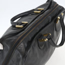 LOEWE Anagram Amazona 40 Hand Bag Leather Gold Black Auth ki6358-6