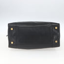 LOEWE Anagram Amazona 40 Hand Bag Leather Gold Black Auth ki6358-5