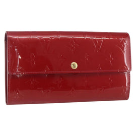 LOUIS VUITTON Vernis Portefeiulle Sarah Long Wallet Red M93530 LV Auth ki6362