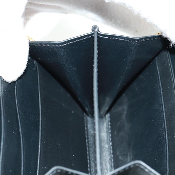 CELINE Triomphe Wallet Leather Black Auth ki6366M