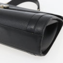 Burberrys Hand Bag Leather Black Gold Auth ki6369-10