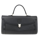 Burberrys Hand Bag Leather Black Gold Auth ki6369-2