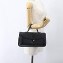 Burberrys Hand Bag Leather Black Gold Auth ki6369-20