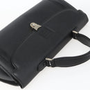 Burberrys Hand Bag Leather Black Gold Auth ki6369-6