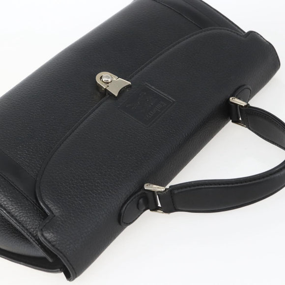 Burberrys Hand Bag Leather Black Gold Auth ki6369