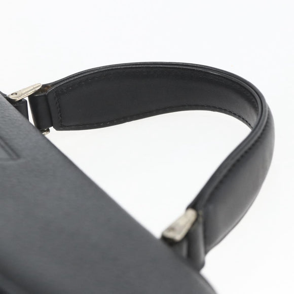 Burberrys Hand Bag Leather Black Gold Auth ki6369