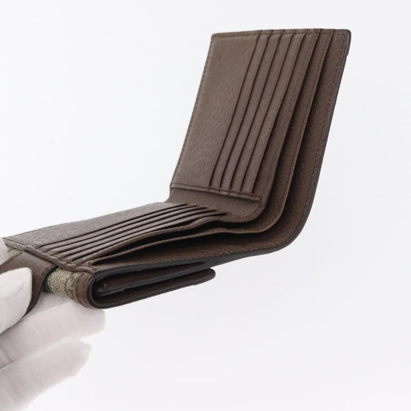 GUCCI GG Supreme Web Sherry Line Wallet PVC Beige Red 523173 Auth ki6372V