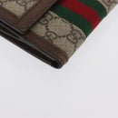 GUCCI GG Supreme Web Sherry Line Wallet PVC Beige Red 523173 Auth ki6372V-8