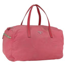 PRADA Boston Bag Nylon Pink Silver Auth ki6378-1