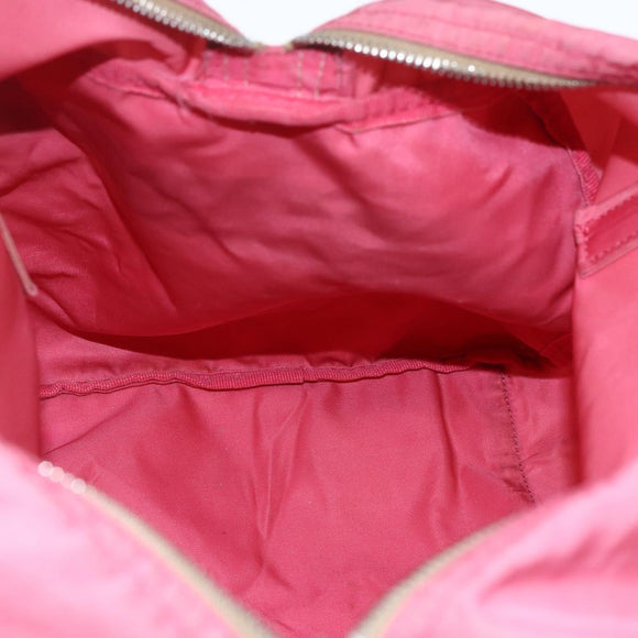 PRADA Boston Bag Nylon Pink Silver Auth ki6378