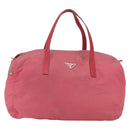 PRADA Boston Bag Nylon Pink Silver Auth ki6378-2