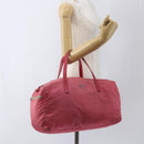 PRADA Boston Bag Nylon Pink Silver Auth ki6378-21