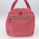 PRADA Boston Bag Nylon Pink Silver Auth ki6378-4
