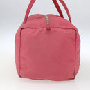 PRADA Boston Bag Nylon Pink Silver Auth ki6378-5