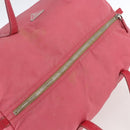 PRADA Boston Bag Nylon Pink Silver Auth ki6378-6