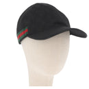 GUCCI Web Sherry Line GG Canvas Baseball Cap L Black 200035 204891 Auth ki6381-1