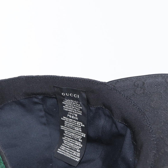 GUCCI Web Sherry Line GG Canvas Baseball Cap L Black 200035 204891 Auth ki6381