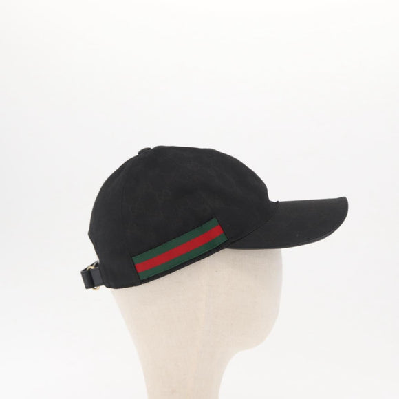 GUCCI Web Sherry Line GG Canvas Baseball Cap L Black 200035 204891 Auth ki6381