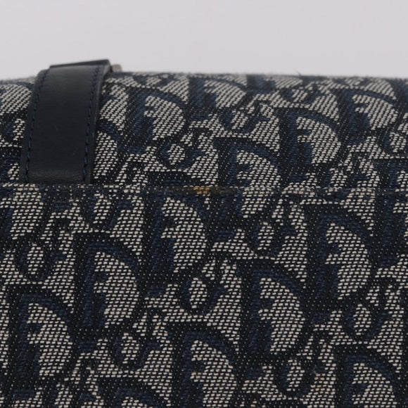 Christian Dior Trotter Canvas Hand Bag Navy Silver Auth ki6384