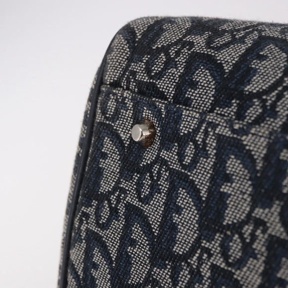 Christian Dior Trotter Canvas Hand Bag Navy Silver Auth ki6384