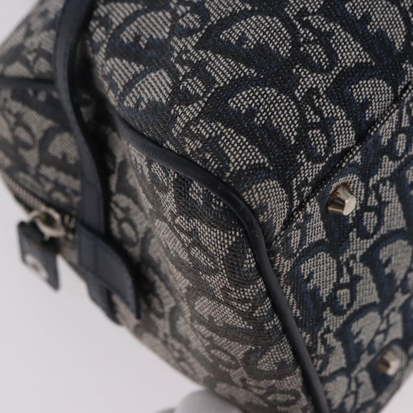 Christian Dior Trotter Canvas Hand Bag Navy Silver Auth ki6384