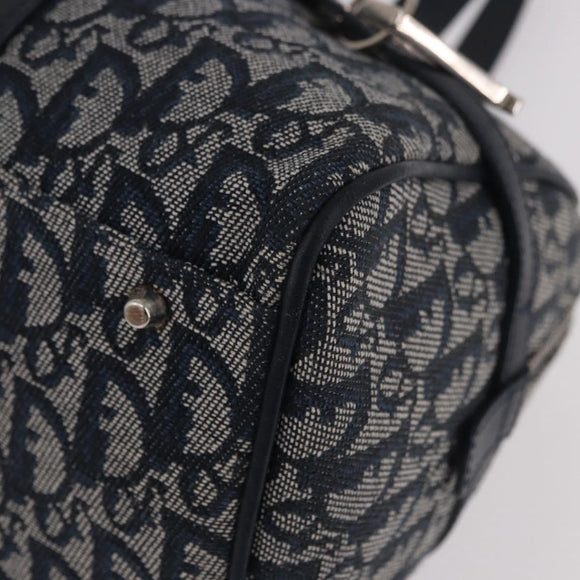 Christian Dior Trotter Canvas Hand Bag Navy Silver Auth ki6384
